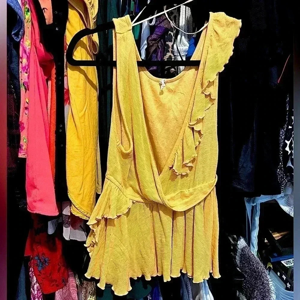 Golden Yellow Mustard Free People Tank Top - Picture 2 of 8